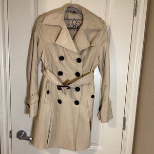 Guess Women's Double Breasted Trench Rain Coat Fully Lined Size S/P Classic